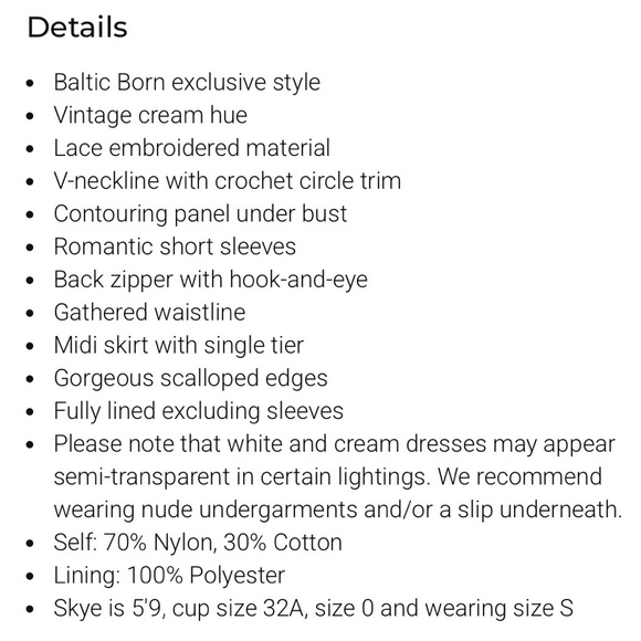 Clarisa Lace Dress - Baltic Born - Picture 6 of 6